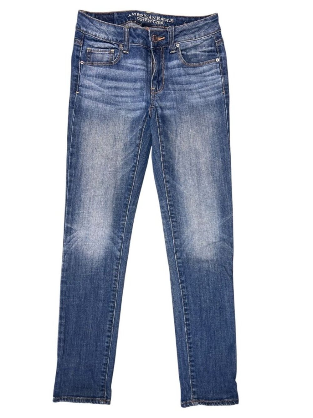 American Eagle Skinny Jeans Medium Wash Stretch Blue Denim Size 0 Regular